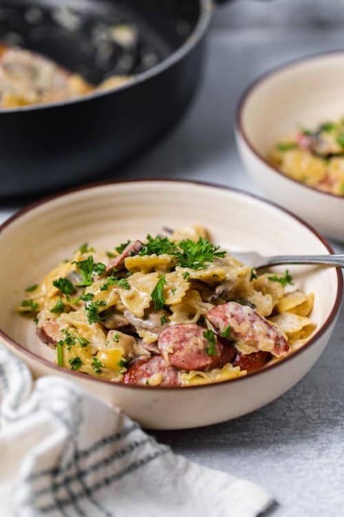 Creamy Sausage Pasta with Mushrooms - The Travel Palate