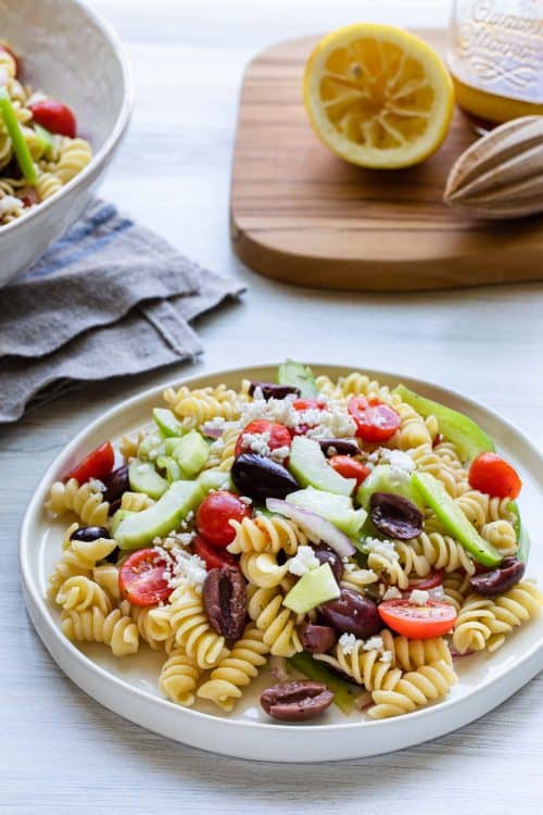 Greek Pasta Salad Recipe - The Travel Palate