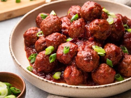 Cranberry BBQ Crockpot Meatballs - The Chunky Chef