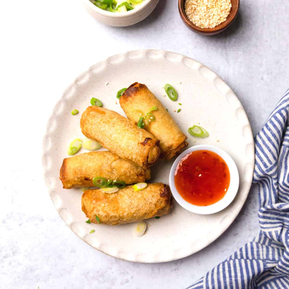 Air Fryer Bang Bang Shrimp Egg Rolls - Cooks Well With Others