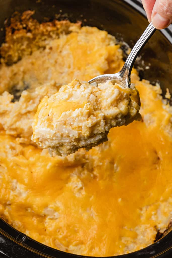 Cheesy Crockpot Hashbrown Casserole - The Travel Palate