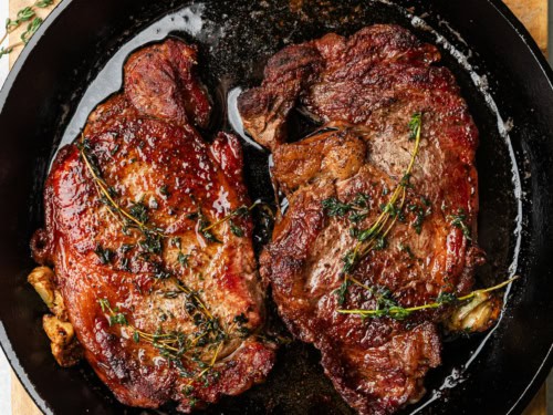 Cooking ribeye in skillet best sale