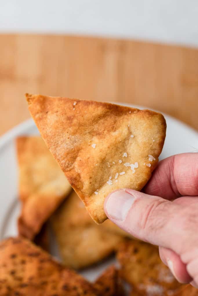One crispy pita chip.