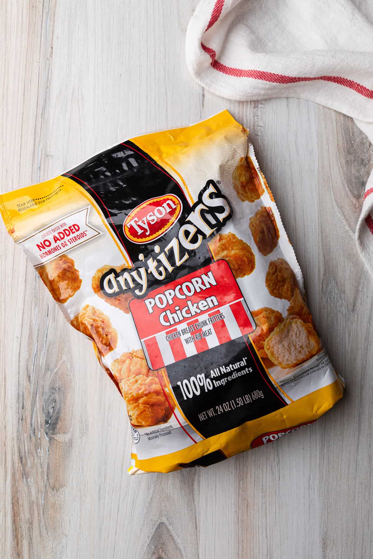 A bag of Tyson Anytizer popcorn chicken.