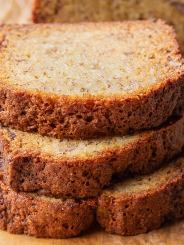 Banana bread slices.