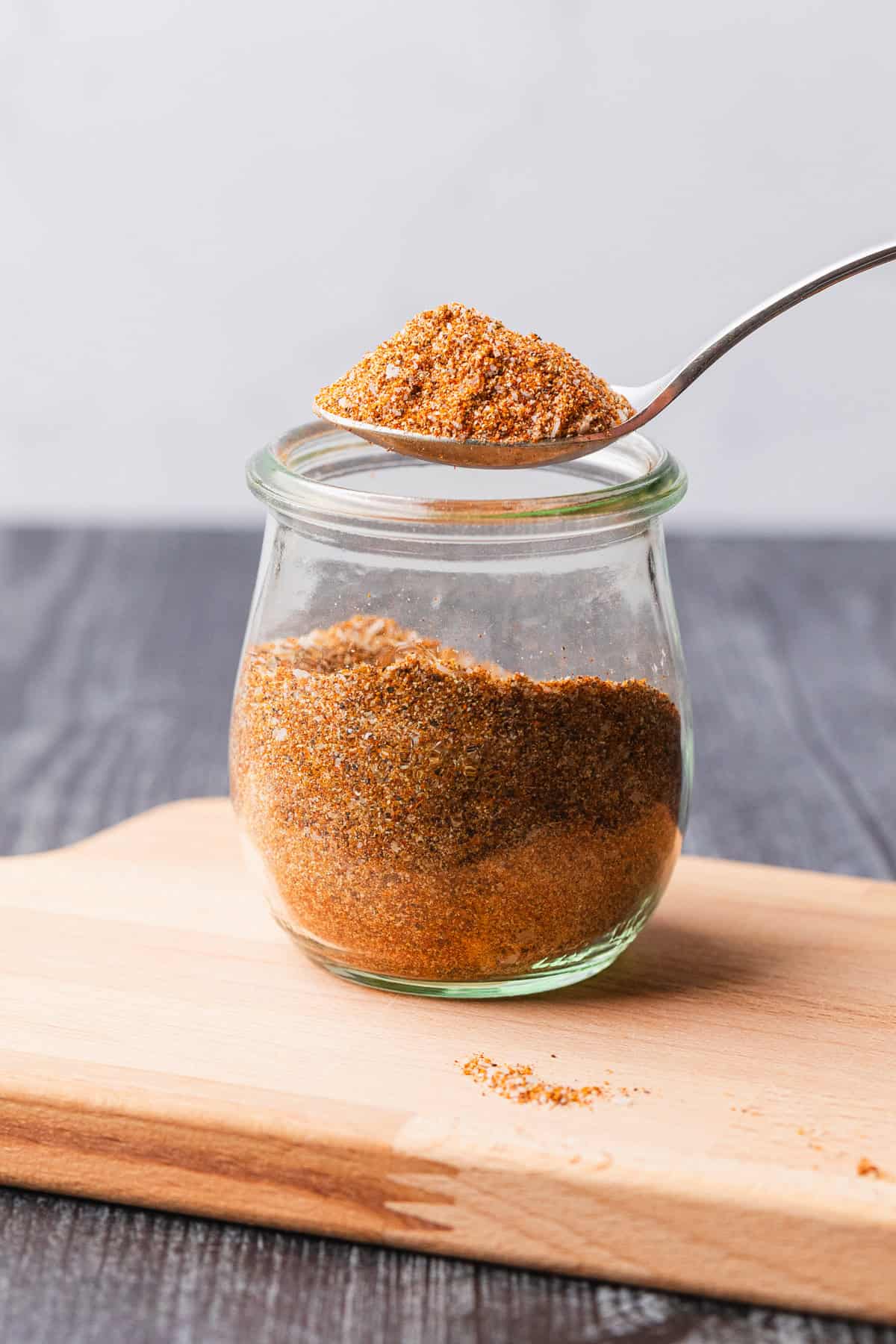 Texas roadhouse steak seasoning in a glass jar.