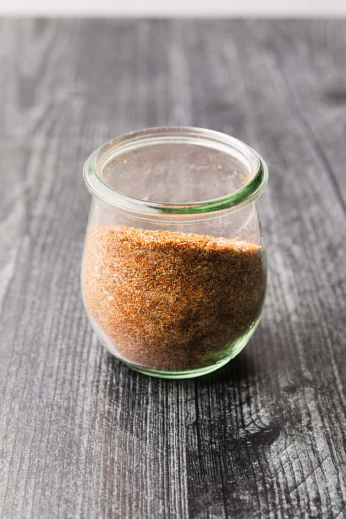 The seasoning blended together in a jar.