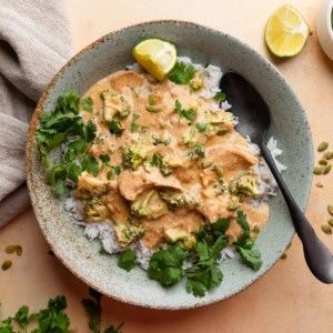 Crockpot chicken broccoli casserole in a bowl.