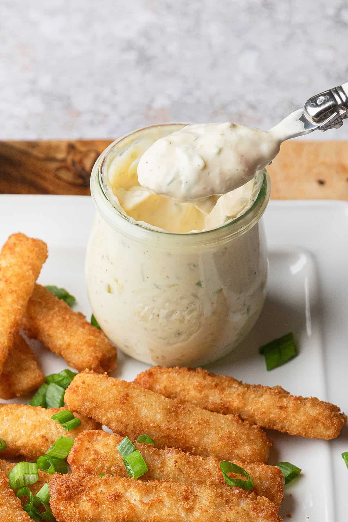 A jar of homemade tartar sauce.