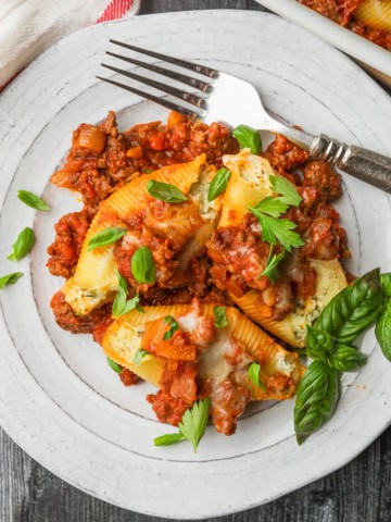 Stuffed shells with meat recipe.