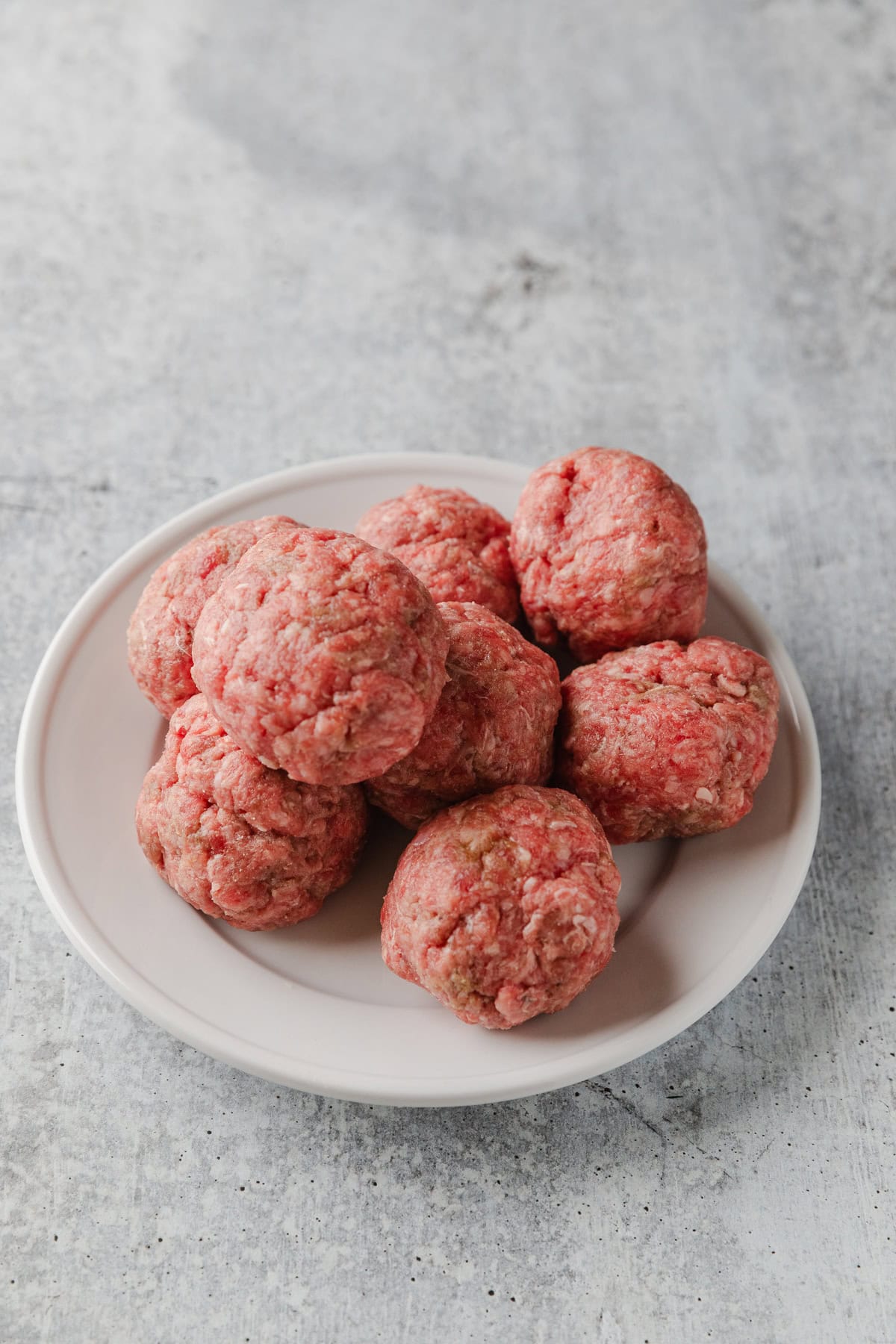 Meatballs formed from ground meat.