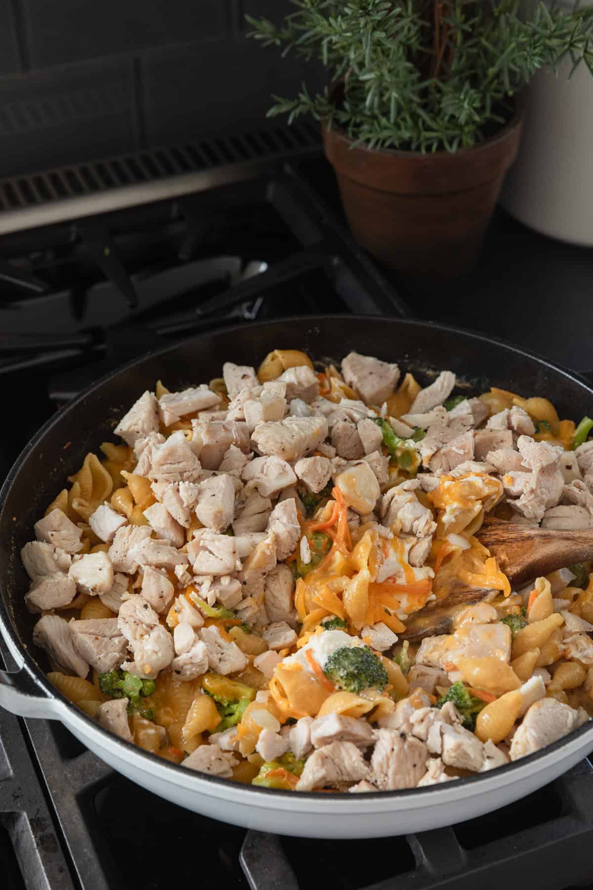 Return chicken to skillet.