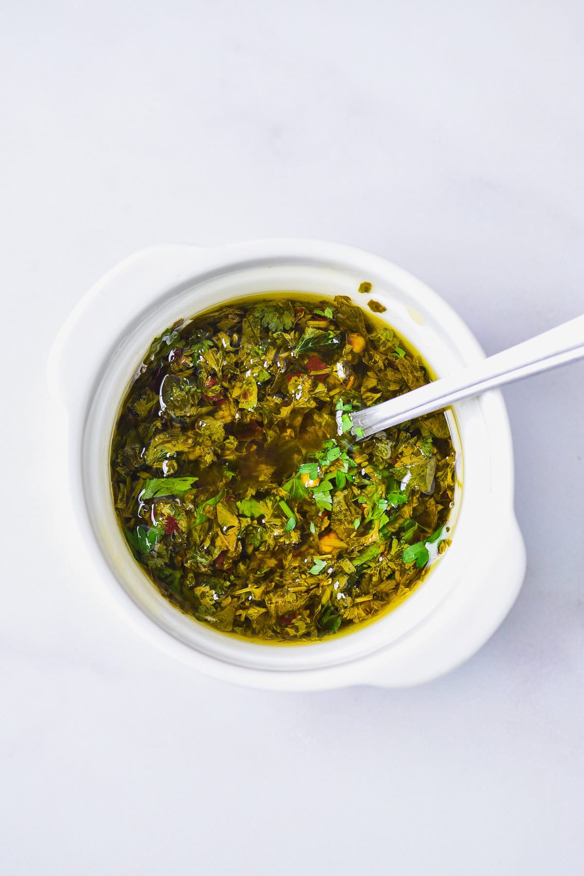 A small bowl of the chile herb sauce.