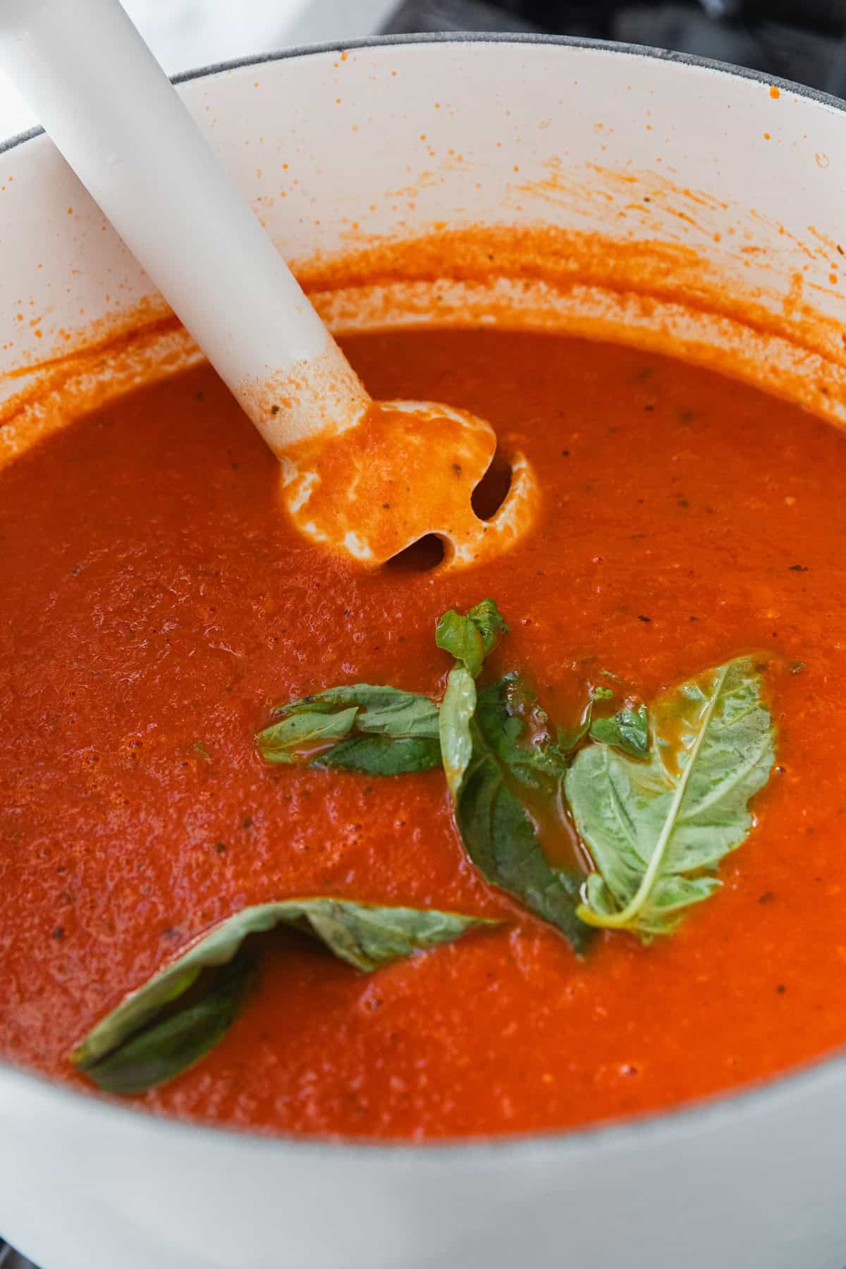 Use an immersion blender to puree soup.