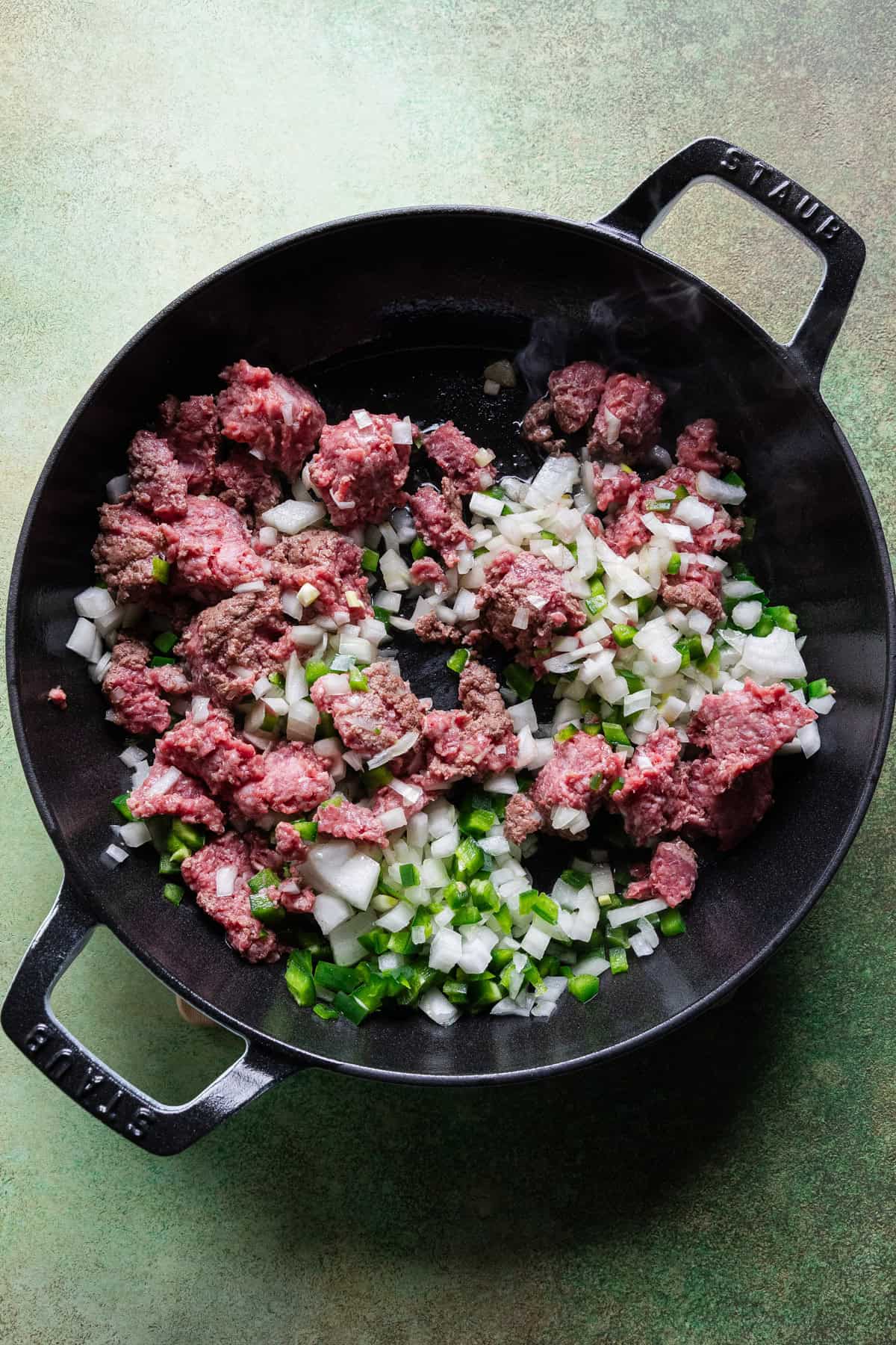 Making the recipe in a skillet.