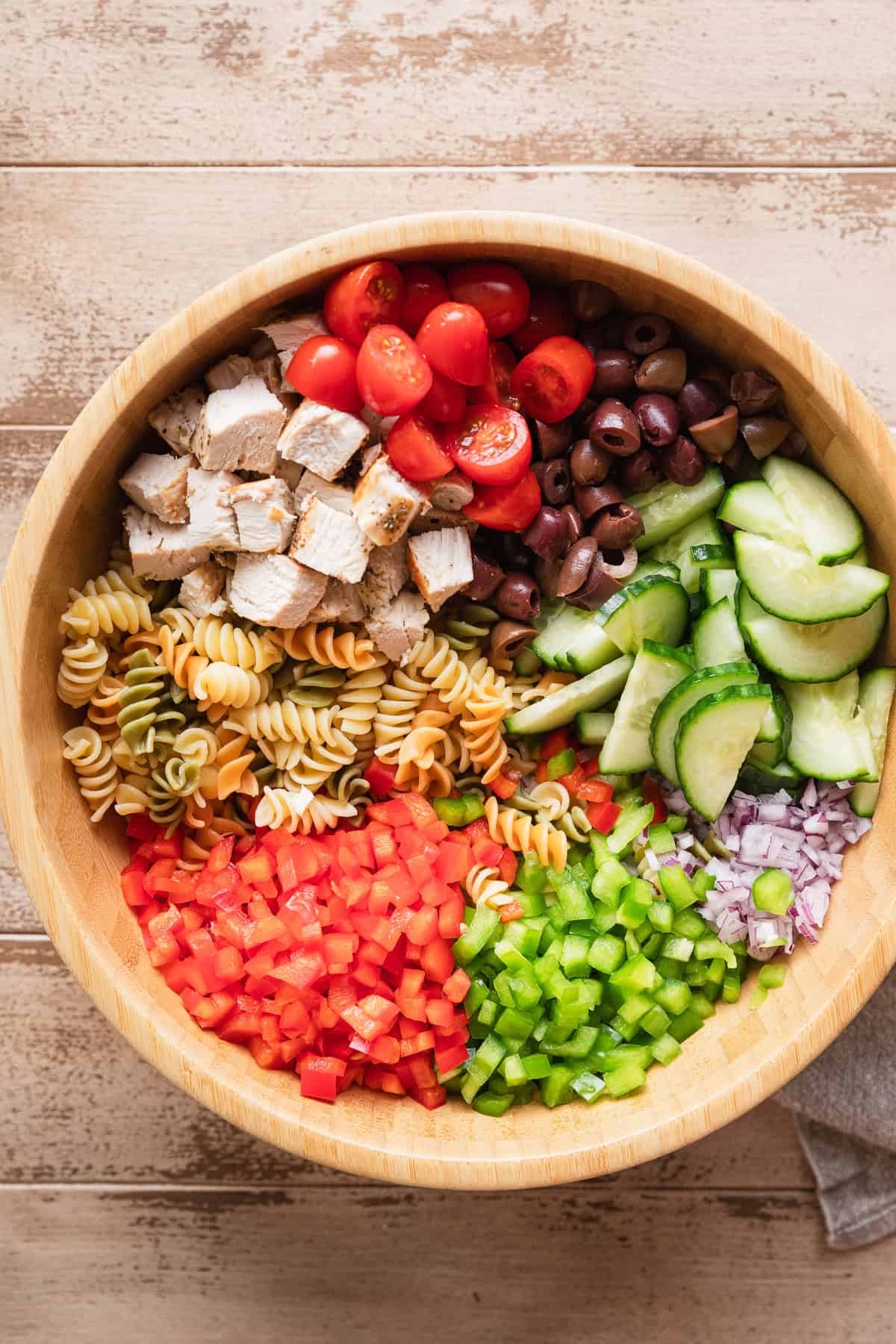 All ingredients added to a large bowl.